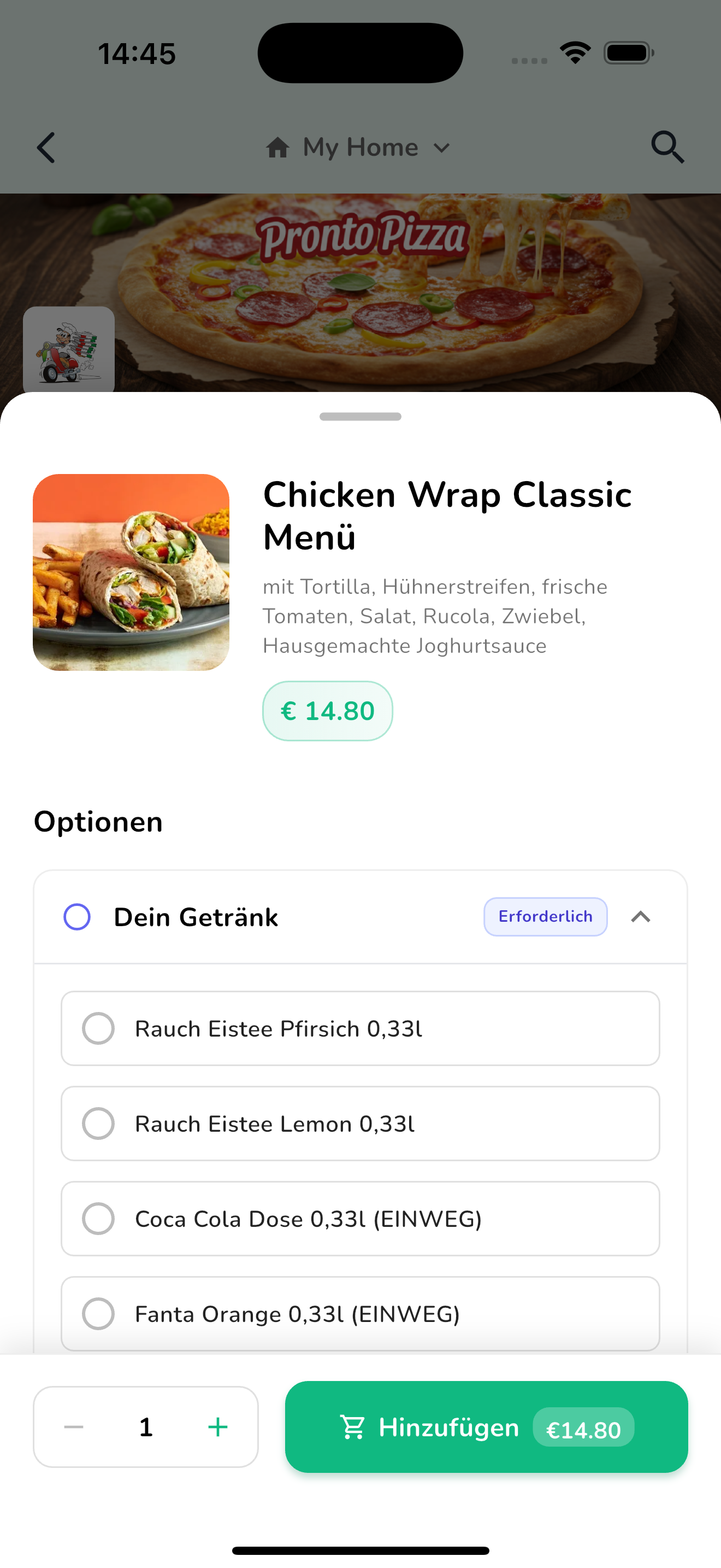 Pronto Pizza App - Features